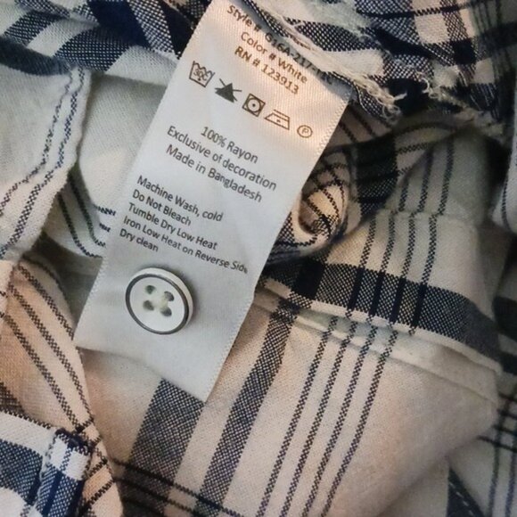 JACHS Girlfriend Button Down Shirt Blue White Plaid Button Back Womens Size L - Picture 9 of 9